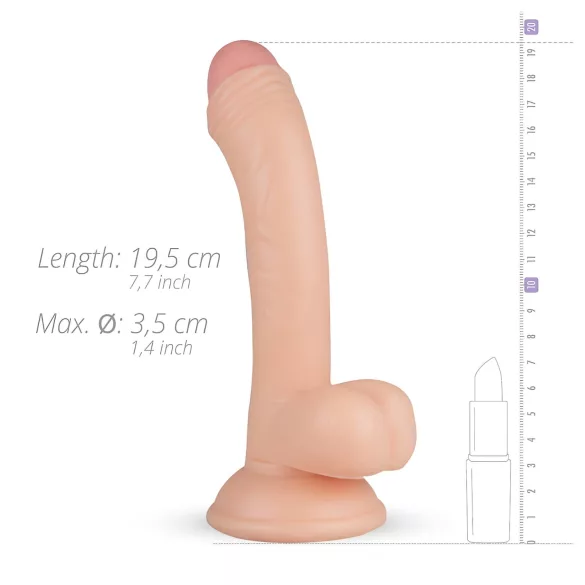 Real Fantasy Vince - dildo s vajcami a predkožkou - 19,5 cm - prírodná farba