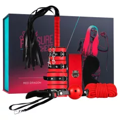   Secret Pleasure Chest - pokročilá BDSM sada - 10-dielna (červená)