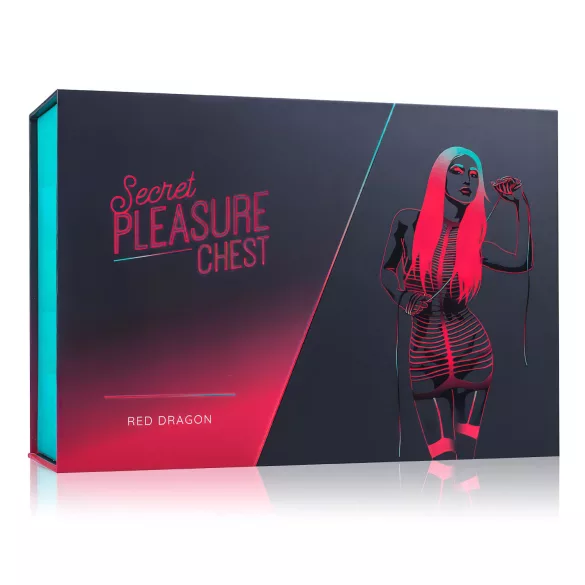 Secret Pleasure Chest - pokročilá BDSM sada - 10-dielna (červená)