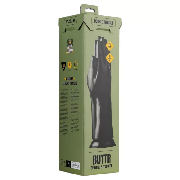 BUTTR - fisting dildo s prísavkou - čierny