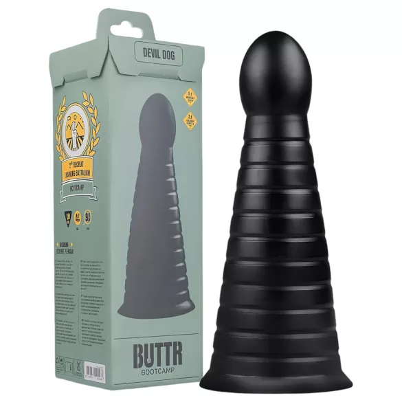 BUTTR Devil Dog - realistický dildó s prísavkou - čierny