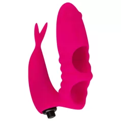 Easytoys - vibračný prstový stimulátor - 2v1 - ružový