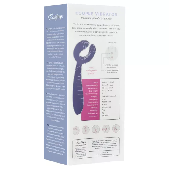Easytoys - párový vibrátor - nabíjateľný, vodotesný - fialový