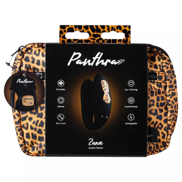 Panthra Zuna - akumulátorový, vodotesný párový vibrátor (leopardí čierna)