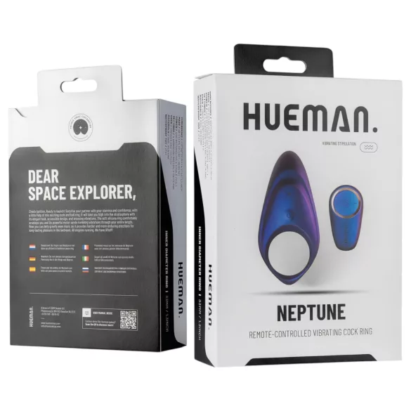 Hueman Neptune - vibračný erekčný krúžok - vodotesný - fialový