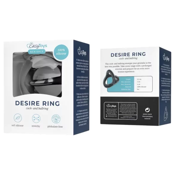 Easytoys Desire Ring - erekčný krúžok na penis a semenníky - flexibilný čierny