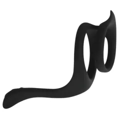   Easytoys - erekčný krúžok na penis a semenníky - flexibilný - čierny
