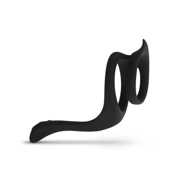 Easytoys - erekčný krúžok na penis a semenníky - flexibilný - čierny