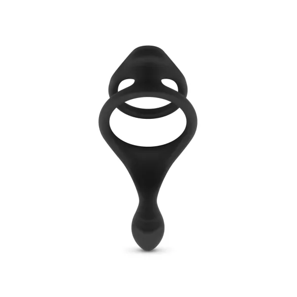 Easytoys - erekčný krúžok na penis a semenníky - flexibilný - čierny