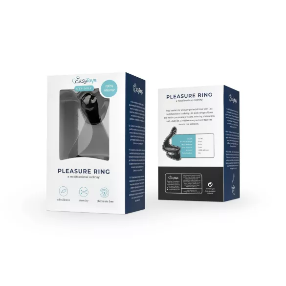 Easytoys - erekčný krúžok na penis a semenníky - flexibilný - čierny