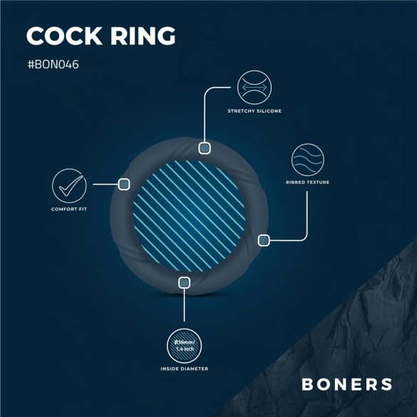 Boners Ergo - erekčný krúžok na penis - silikónový - sivý