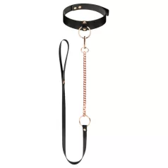 Rosy Gold - obojok a vodítko - kov čierny/ružovo-zlatý