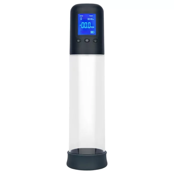 Boners - automatická LCD vákuová pumpa na penis - priehľadná/čierna