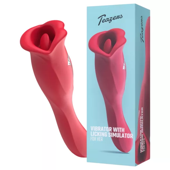 Teazers - obojstranný vibrátor s jazýčkovým stimulátorom klitorisu (červený)