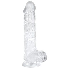   EasyToys - realistický dildo s semenníkmi - 13,5 cm - priehľadný