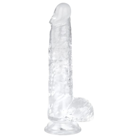 EasyToys - realistický dildo s semenníkmi - 13,5 cm - priehľadný