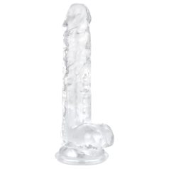 EasyToys - dildo s vajcami - 17 cm - priehľadný