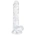 EasyToys - dildo s vajcami - 17 cm - priehľadný