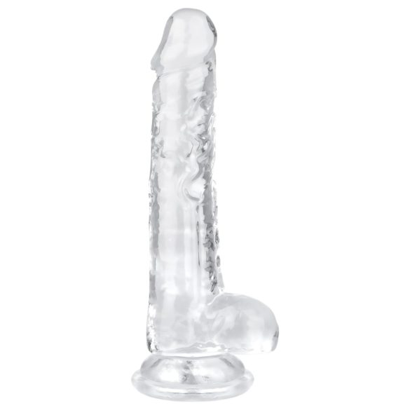 EasyToys - dildo s vajcami - 17 cm - priehľadný