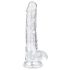 EasyToys - dildo s vajcami - 17 cm - priehľadný