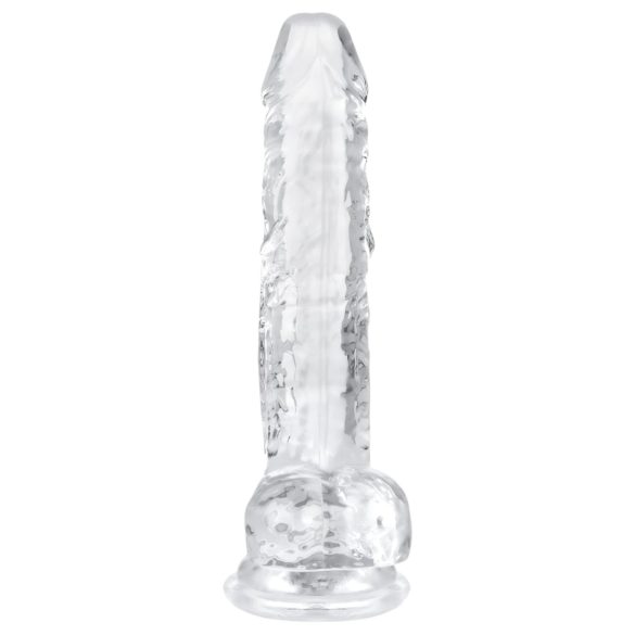 EasyToys - dildo s vajcami - 17 cm - priehľadný