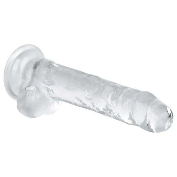 EasyToys - dildo s vajcami - 17 cm - priehľadný