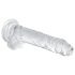 EasyToys - dildo s vajcami - 17 cm - priehľadný