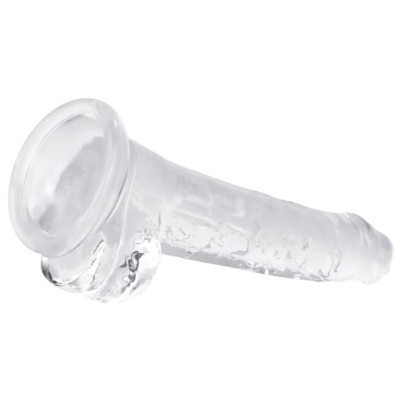 EasyToys - dildo s vajcami - 17 cm - priehľadný