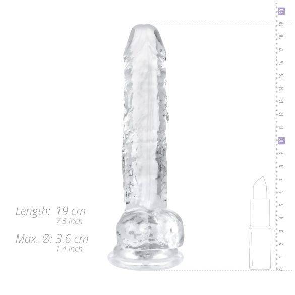 EasyToys - dildo s vajcami - 17 cm - priehľadný