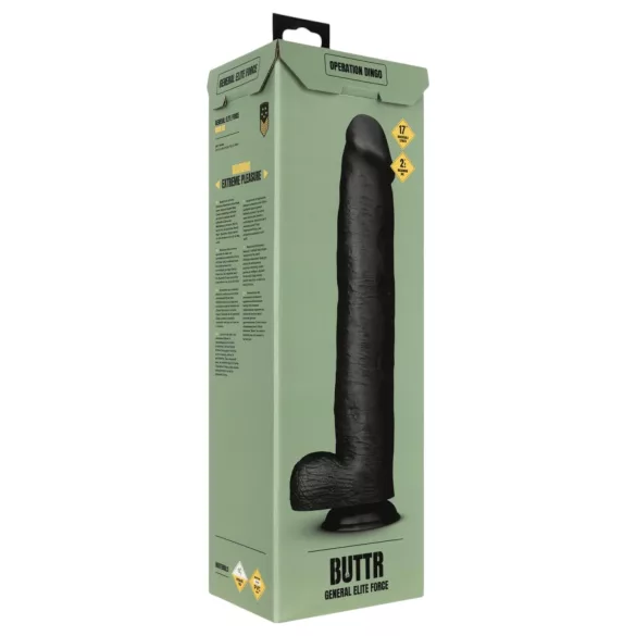 BUTTR - realistický veľký dildo - čierne - 43 cm
