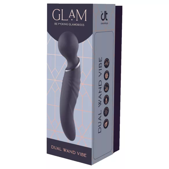 Glam - obojstranný wand vibrátor (tmavosivý)