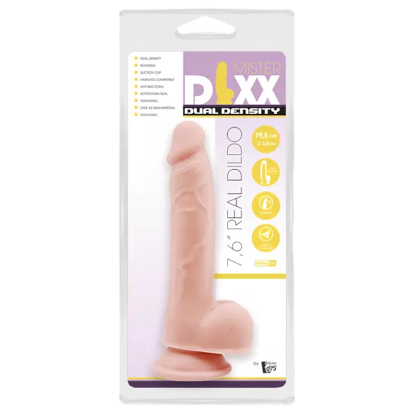 Mr. Dixx 7.6 - realistický dildo s prísavkou a semenníkmi - telová farba 19,5 cm