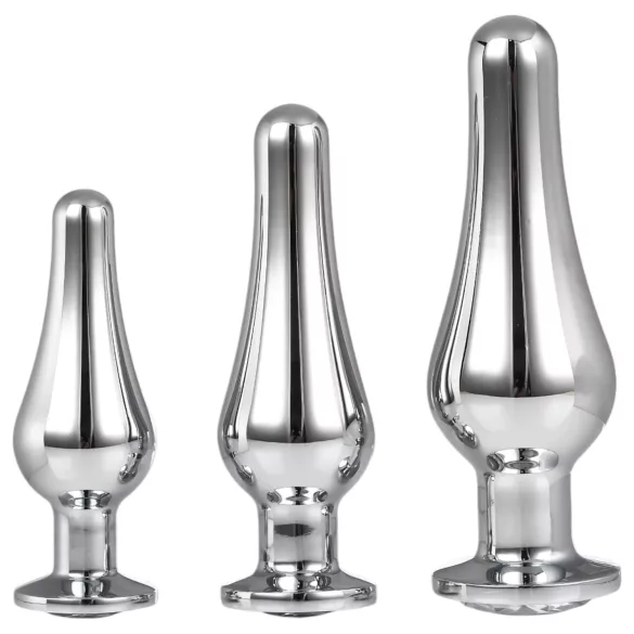 Gleaming Love - análny špičkový plug set (strieborný, 3-dielny)