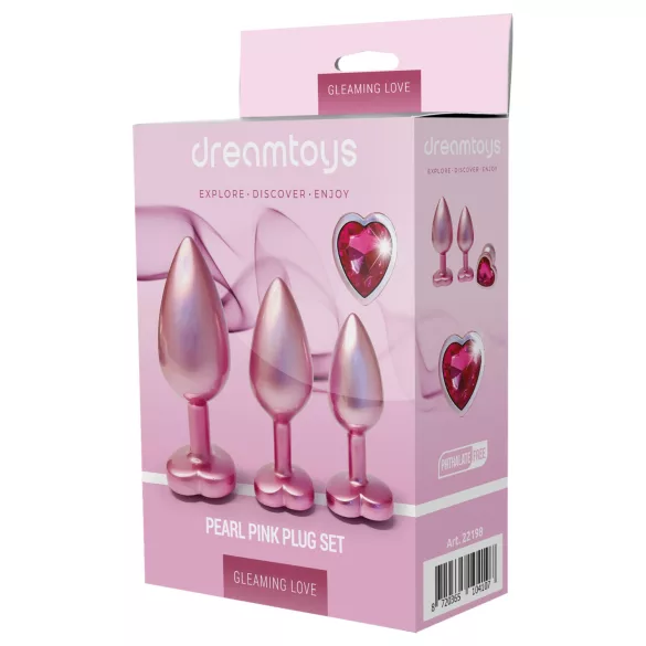 Dreamtoys Gleaming Love - sada análnych kolíkov so srdiečkom (ružová)