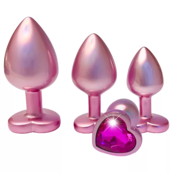 Dreamtoys Gleaming Love - sada análnych kolíkov so srdiečkom (ružová)