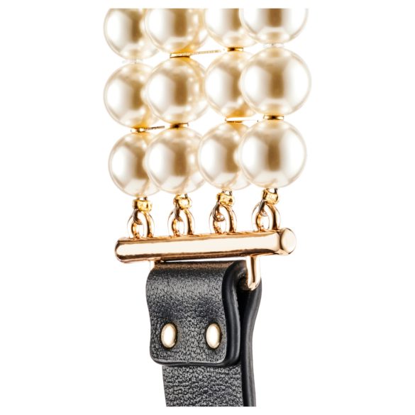 Allure - obojok s vodítkom a perlami - čierny