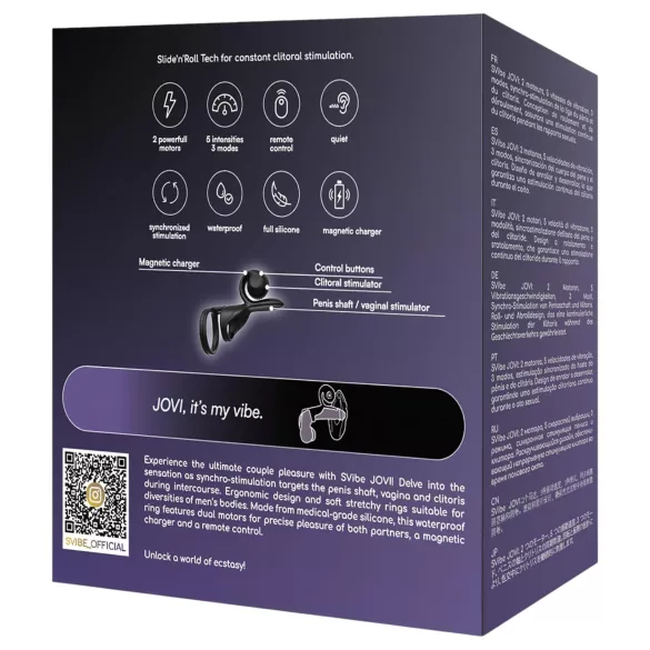 Snail Vibe Jovi - vibračný krúžok na penis a párový vibrátor - čierny