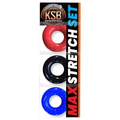   Kiotos Max-Stretch - súprava elastických erekčných krúžkov (čierna/červená/modrá)