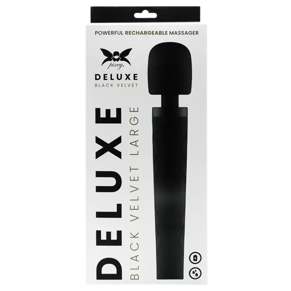 Pixey Deluxe Black Velvet - wand vibrátor L (čierny)