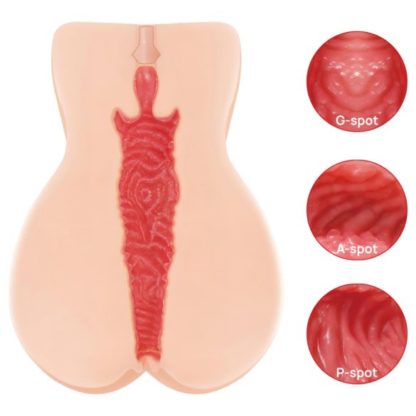 Kokos Onahole 004 - masturbátor vagína - dvojitá vrstva - telová farba