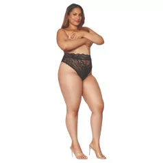   Dreamgirls - dámske nohavičky s vysokým pásom - čipkované - čierne - 2XL