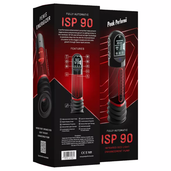 Peak Performa - automatická vákuová pumpa na penis - LED - transparentná