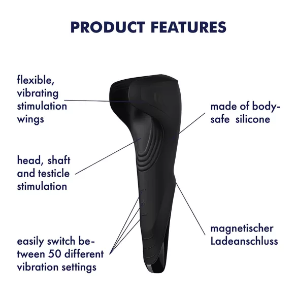 Satisfyer Men Wand - akumulátorový, vodotesný vibrátor na žaluď (čierny)