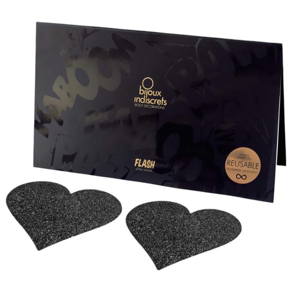 Bijoux Indiscrets - nálepky na bradavky - srdce - čierne