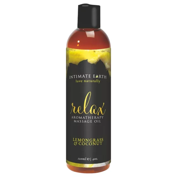 Intimate Earth Relax - masážny olej - citrónová tráva a kokos - 120ml