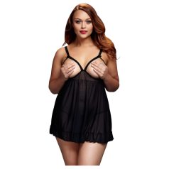   BACI - babydoll pre moletky - otvorený, bodkovaný - čierny XL-XXL