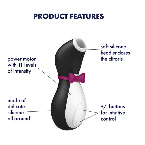 Satisfyer Penguin - nabíjateľný vodotesný stimulátor klitorisu - čierno-biely