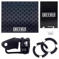   LOCK A WILLY - silikónový penisový klet s visiacim zámkom - čierny