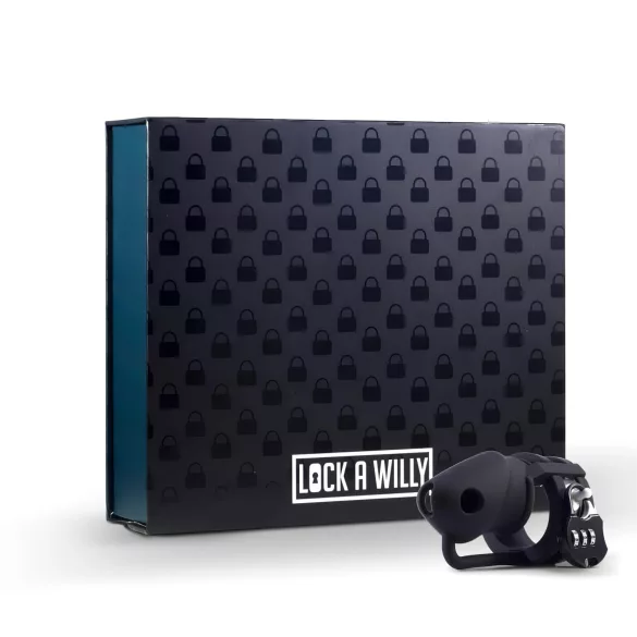 LOCK A WILLY - silikónový penisový klet s visiacim zámkom - čierny