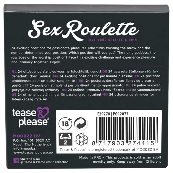 Sex Roulette Kama Sutra - erotická spoločenská hra - 10 jazykov